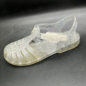 Cat & Jack Girls Clear Glitter Jelly Sandals - Sparkle Silver Size 10
